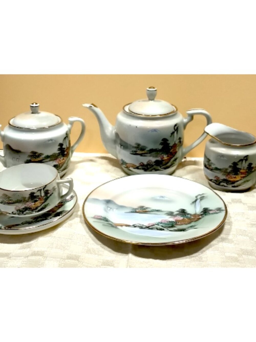 Hand-painted Eggshell Porcelain Tea Set - Vintage